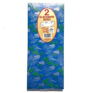 vintage CLEO Christmas gift boxes trees snow candles Glassware 12 x 5 x 3.5 inch